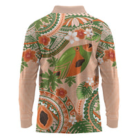 Hawaii Papaya Long Sleeve Polo Shirt Cute Cosplay Humuhumu Fish Plumeria Waves DT05 - Polynesian Pride