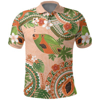Hawaii Papaya Polo Shirt Cute Cosplay Humuhumu Fish Plumeria Waves DT05 Orange - Polynesian Pride