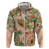 Hawaii Papaya Zip Hoodie Cute Cosplay Humuhumu Fish Plumeria Waves DT05 Zip Hoodie Orange - Polynesian Pride
