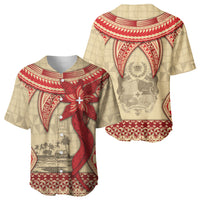 Tonga Language Week Baseball Jersey Tribal Cross Ngatu Floral Pattern DT05 - Polynesian Pride