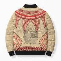 Tonga Language Week Bomber Puffer Jacket Tribal Cross Ngatu Floral Pattern DT05 - Polynesian Pride