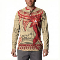 Tonga Language Week Button Sweatshirt Tribal Cross Ngatu Floral Pattern DT05 - Polynesian Pride