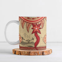 Tonga Language Week Ceramic Mug Tribal Cross Ngatu Floral Pattern DT05 Red - Polynesian Pride