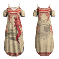 Tonga Language Week Family Matching Summer Maxi Dress and Hawaiian Shirt Tribal Cross Ngatu Floral Pattern DT05 Mom's Dress Red - Polynesian Pride