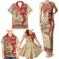 Tonga Language Week Family Matching Tank Maxi Dress and Hawaiian Shirt Tribal Cross Ngatu Floral Pattern DT05 - Polynesian Pride