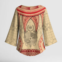 Tonga Language Week Kimono Sleeve Blouse Tribal Cross Ngatu Floral Pattern DT05 - Polynesian Pride