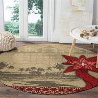 Tonga Language Week Round Carpet Tribal Cross Ngatu Floral Pattern DT05 - Polynesian Pride