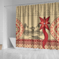 Tonga Language Week Shower Curtain Tribal Cross Ngatu Floral Pattern DT05 - Polynesian Pride