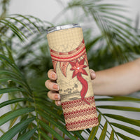 Tonga Language Week Skinny Tumbler Tribal Cross Ngatu Floral Pattern DT05 - Polynesian Pride