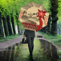 Tonga Language Week Umbrella Tribal Cross Ngatu Floral Pattern DT05 - Polynesian Pride
