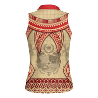 Tonga Language Week Women Sleeveless Polo Shirt Tribal Cross Ngatu Floral Pattern DT05 - Polynesian Pride