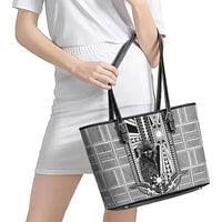 Mabuhay Philippines Festival Leather Tote Bag Philippine Eagle Sun Three Stars Barong Pattern DT05 - Polynesian Pride