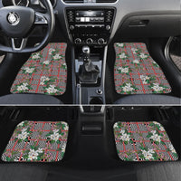 Red Binakol Motifs With Jasminum Sambac Car Mats Mabuhay Philippines Festival DT05 Set 4pcs Red - Polynesian Pride