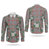 Red Binakol Motifs With Jasminum Sambac Couples Matching Short Sleeve Bodycon Dress and Long Sleeve Button Shirt Mabuhay Philippines Festival DT05 - Polynesian Pride