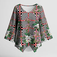 Red Binakol Motifs With Jasminum Sambac Kimono Sleeve Blouse Mabuhay Philippines Festival DT05 Female Red - Polynesian Pride