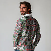 Red Binakol Motifs With Jasminum Sambac Long Sleeve Polo Shirt Mabuhay Philippines Festival DT05 - Polynesian Pride