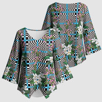 Blue Binakol Motifs With Jasminum Sambac Kimono Sleeve Blouse Mabuhay Philippines Festival DT05 - Polynesian Pride