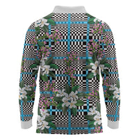 Blue Binakol Motifs With Jasminum Sambac Long Sleeve Polo Shirt Mabuhay Philippines Festival DT05 - Polynesian Pride