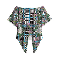 Blue Binakol Motifs With Jasminum Sambac Off Shoulder Wrap Waist Top Mabuhay Philippines Festival DT05 - Polynesian Pride