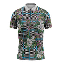 Blue Binakol Motifs With Jasminum Sambac Zipper Polo Shirt Mabuhay Philippines Festival DT05 Blue - Polynesian Pride