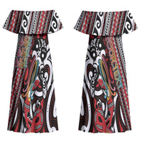 Personalised Maori Language Week Couples Matching Off Shoulder Maxi Dress and Hawaiian Shirt Ake Ake Ake Tribal Patterns