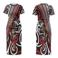 Personalised Maori Language Week Family Matching Short Sleeve Bodycon Dress and Hawaiian Shirt Ake Ake Ake Tribal Patterns