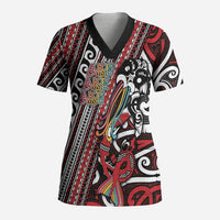 Personalised Maori Language Week Scrub Top Ake Ake Ake Tribal Patterns