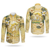 Hawaii Banana Dolphin Couples Matching Short Sleeve Bodycon Dress and Long Sleeve Button Shirt Cute Cosplay Naiʻa Fish Tribal Patterns DT05 - Polynesian Pride