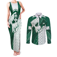 Custom Hawaii Volleyball Couples Matching Tank Maxi Dress and Long Sleeve Button Shirt Shaka Aloha Hand DT05 Green - Polynesian Pride