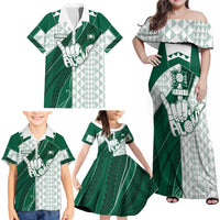 Custom Hawaii Volleyball Family Matching Off Shoulder Maxi Dress and Hawaiian Shirt Shaka Aloha Hand DT05 - Polynesian Pride