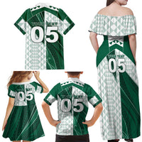 Custom Hawaii Volleyball Family Matching Off Shoulder Maxi Dress and Hawaiian Shirt Shaka Aloha Hand DT05 - Polynesian Pride