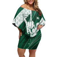Custom Hawaii Volleyball Off Shoulder Short Dress Shaka Aloha Hand