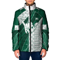 Custom Hawaii Volleyball Padded Jacket Shaka Aloha Hand DT05 Men Green - Polynesian Pride