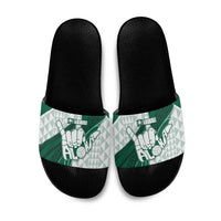 Hawaii Volleyball Slide Sandals Shaka Aloha Hand DT05 Green - Polynesian Pride