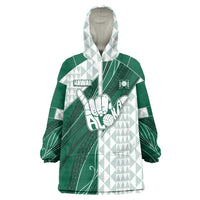 Custom Hawaii Volleyball Wearable Blanket Hoodie Shaka Aloha Hand DT05 One Size Green - Polynesian Pride