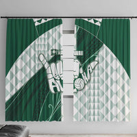 Hawaii Volleyball Window Curtain Shaka Aloha Hand DT05 With Hooks Green - Polynesian Pride