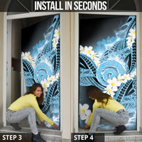 Piko Hawaiian Door Cover Blue Galaxy Spiral Plumeria Tribal Patterns