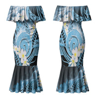 Piko Hawaiian Family Matching Mermaid Dress and Hawaiian Shirt Blue Galaxy Spiral Plumeria Tribal Patterns DT05 Mom's Dress Blue - Polynesian Pride