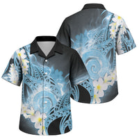 Piko Hawaiian Family Matching Off Shoulder Short Dress and Hawaiian Shirt Blue Galaxy Spiral Plumeria Tribal Patterns DT05 Son's Shirt Blue - Polynesian Pride