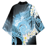 Piko Hawaiian Kimono Blue Galaxy Spiral Plumeria Tribal Patterns