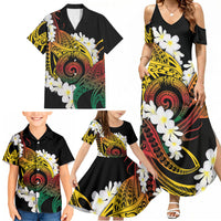 Piko Hawaiian Family Matching Summer Maxi Dress and Hawaiian Shirt Gradient Spiral Plumeria Tribal Patterns DT05 - Polynesian Pride