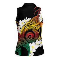 Piko Hawaiian Women Sleeveless Polo Shirt Gradient Spiral Plumeria Tribal Patterns