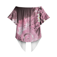 Piko Hawaiian Off Shoulder Wrap Waist Top Pink Galaxy Spiral Plumeria Tribal Patterns DT05 - Polynesian Pride