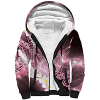 Piko Hawaiian Sherpa Hoodie Pink Galaxy Spiral Plumeria Tribal Patterns DT05 Unisex Pink - Polynesian Pride