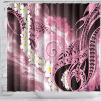 Piko Hawaiian Shower Curtain Pink Galaxy Spiral Plumeria Tribal Patterns
