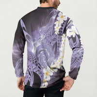 Piko Hawaiian Button Sweatshirt Purple Galaxy Spiral Plumeria Tribal Patterns