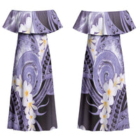 Piko Hawaiian Couples Matching Off Shoulder Maxi Dress and Long Sleeve Button Shirt Purple Galaxy Spiral Plumeria Tribal Patterns DT05 - Polynesian Pride
