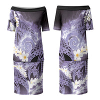 Piko Hawaiian Couples Matching Puletasi and Long Sleeve Button Shirt Purple Galaxy Spiral Plumeria Tribal Patterns DT05 - Polynesian Pride