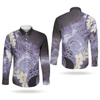 Piko Hawaiian Couples Matching Summer Maxi Dress and Long Sleeve Button Shirt Purple Galaxy Spiral Plumeria Tribal Patterns DT05 - Polynesian Pride