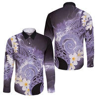 Piko Hawaiian Family Matching Off The Shoulder Long Sleeve Dress and Hawaiian Shirt Purple Galaxy Spiral Plumeria Tribal Patterns DT05 Dad's Shirt - Long Sleeve Purple - Polynesian Pride
